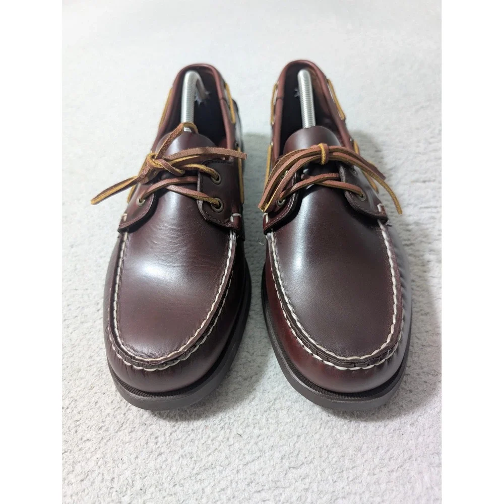 NEW! Sebago Dockside Portland Waxed Shoes Men 11.5‎ Brown Leather Loafer $200